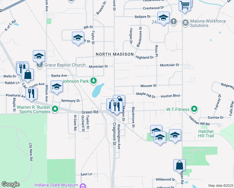 map of restaurants, bars, coffee shops, grocery stores, and more near 1920 Cragmont Street in Madison