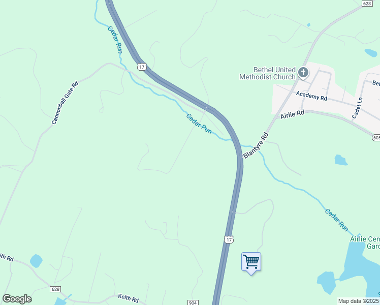 map of restaurants, bars, coffee shops, grocery stores, and more near 6529 Watery Mountain Road in Warrenton