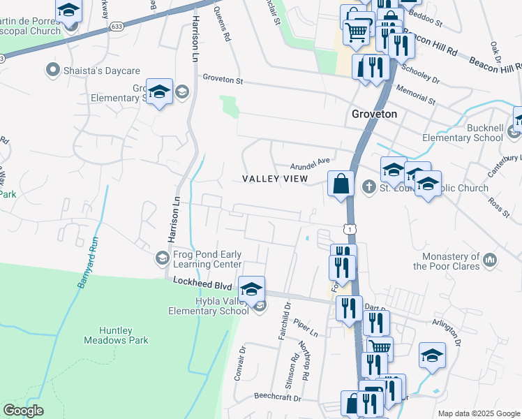 map of restaurants, bars, coffee shops, grocery stores, and more near 3351 Beechcliff Drive in Alexandria