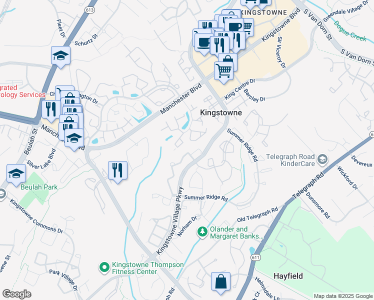 map of restaurants, bars, coffee shops, grocery stores, and more near 6040 Joust Ln in Alexandria
