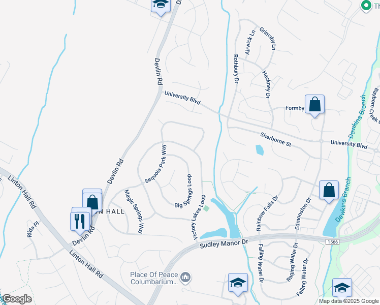 map of restaurants, bars, coffee shops, grocery stores, and more near 12677 Victory Lakes Loop in Bristow