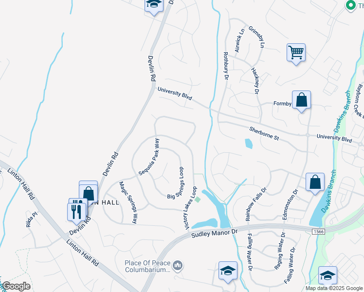 map of restaurants, bars, coffee shops, grocery stores, and more near 12677 Victory Lakes Loop in Bristow