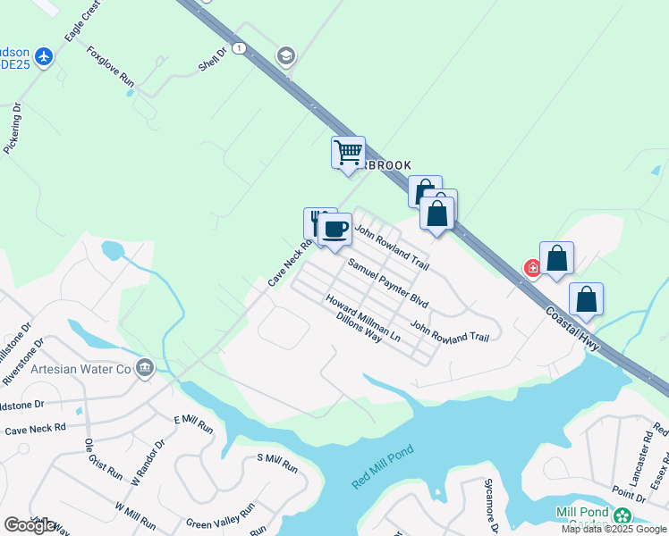 map of restaurants, bars, coffee shops, grocery stores, and more near 16258 John Rowland Trail in Milton