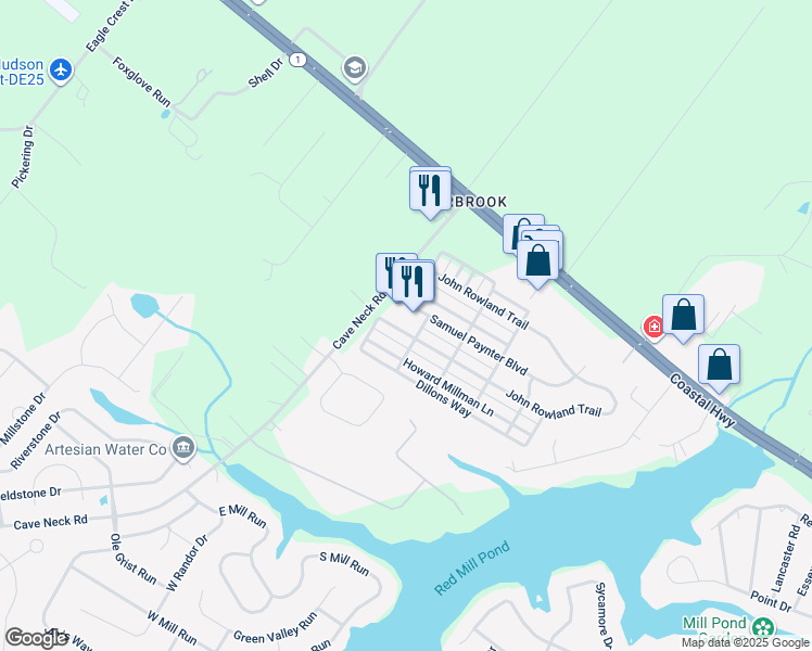 map of restaurants, bars, coffee shops, grocery stores, and more near 16262 John Rowland Trail in Milton