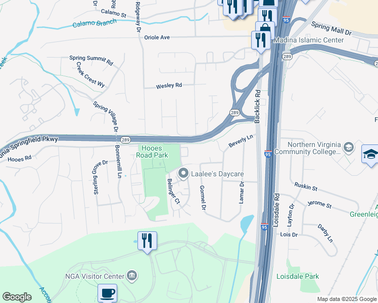 map of restaurants, bars, coffee shops, grocery stores, and more near 7111 Itte Lane in Springfield