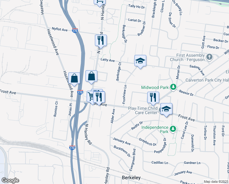map of restaurants, bars, coffee shops, grocery stores, and more near 6841 Berkridge Court in Berkeley