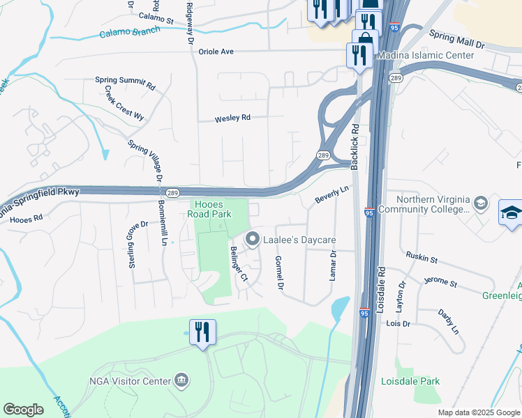 map of restaurants, bars, coffee shops, grocery stores, and more near 7111 Itte Lane in Springfield