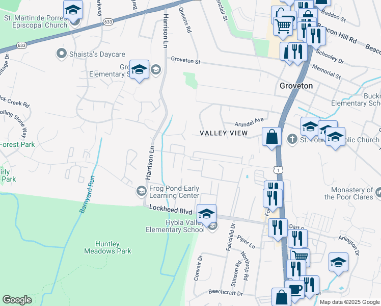 map of restaurants, bars, coffee shops, grocery stores, and more near 3392 Beechcliff Drive in Alexandria