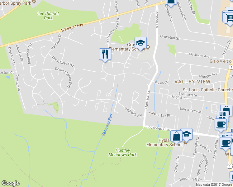 map of restaurants, bars, coffee shops, grocery stores, and more near 7116 Tolliver St in Alexandria