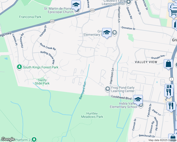map of restaurants, bars, coffee shops, grocery stores, and more near 7116 Tolliver Street in Alexandria