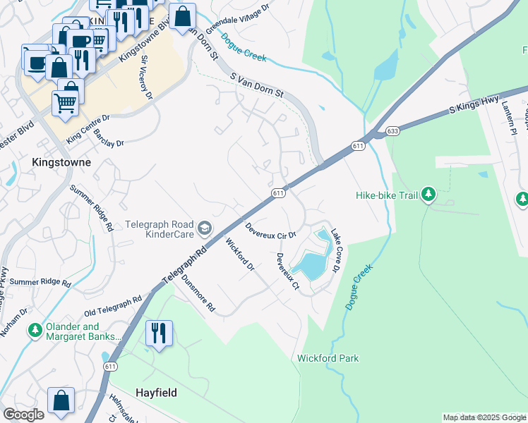 map of restaurants, bars, coffee shops, grocery stores, and more near 5304 Glen Green Court in Alexandria