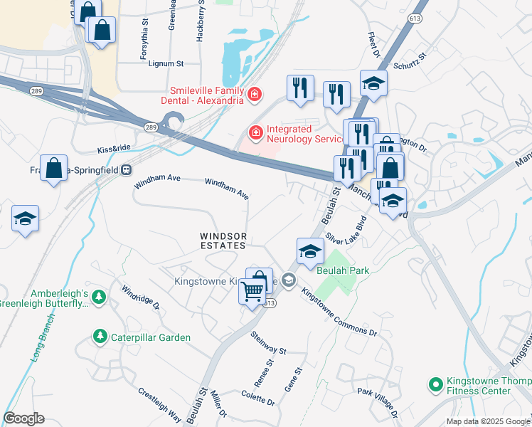map of restaurants, bars, coffee shops, grocery stores, and more near 7045 Barbara Road in Alexandria