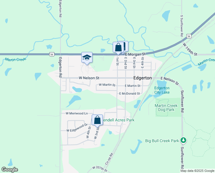 map of restaurants, bars, coffee shops, grocery stores, and more near 115 West Nelson Street in Edgerton