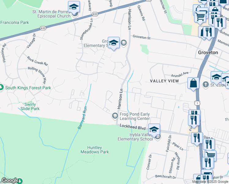 map of restaurants, bars, coffee shops, grocery stores, and more near 7122 Westfield Court in Alexandria