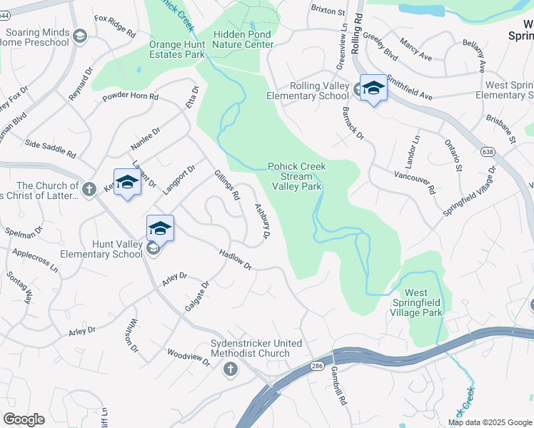 map of restaurants, bars, coffee shops, grocery stores, and more near 7001 Ashbury Drive in Springfield