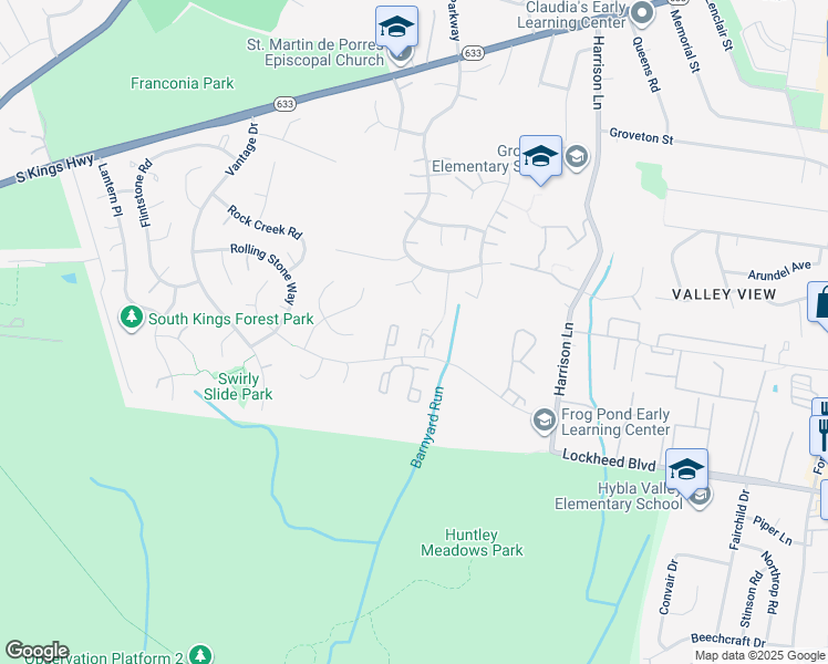 map of restaurants, bars, coffee shops, grocery stores, and more near 7124 Cold Spring Court in Alexandria