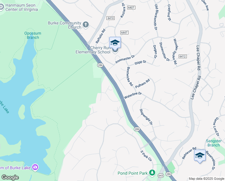map of restaurants, bars, coffee shops, grocery stores, and more near 9808 Portside Drive in Burke