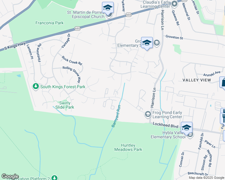 map of restaurants, bars, coffee shops, grocery stores, and more near 7124 Cold Spring Court in Alexandria