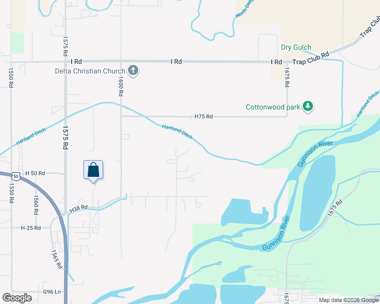 map of restaurants, bars, coffee shops, grocery stores, and more near 762 1630 Road in Delta