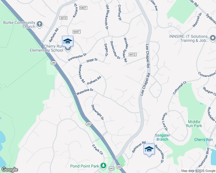 map of restaurants, bars, coffee shops, grocery stores, and more near 9710 Turnbuckle Drive in Burke