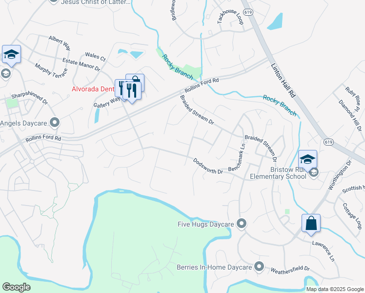 map of restaurants, bars, coffee shops, grocery stores, and more near 13705 Jabielle Terrace in Bristow
