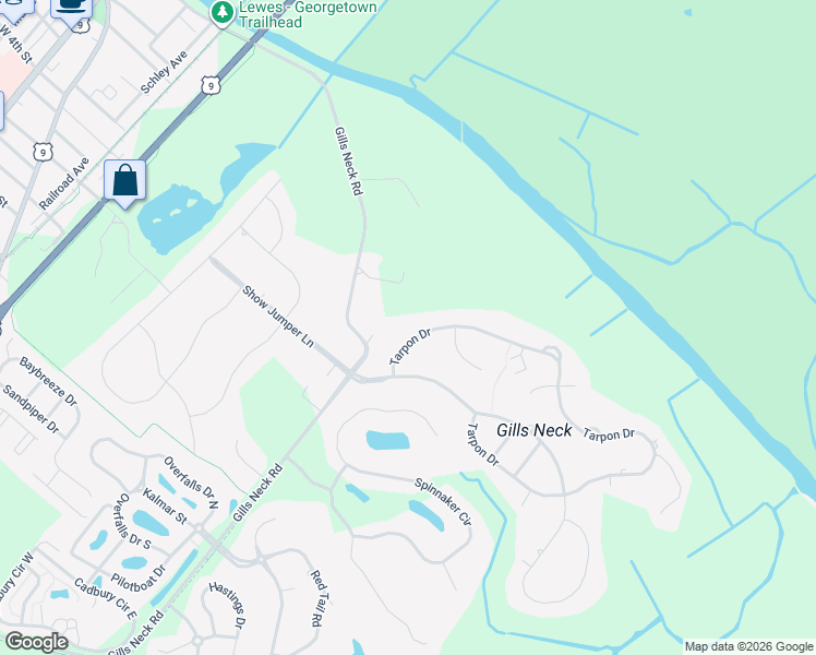 map of restaurants, bars, coffee shops, grocery stores, and more near 35769 Tarpon Drive in Lewes