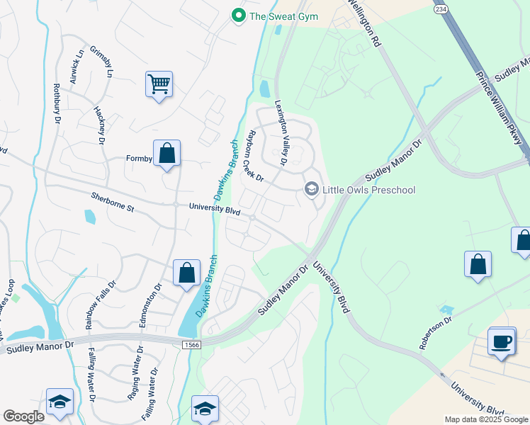 map of restaurants, bars, coffee shops, grocery stores, and more near 11836 Medway Church Loop in Manassas