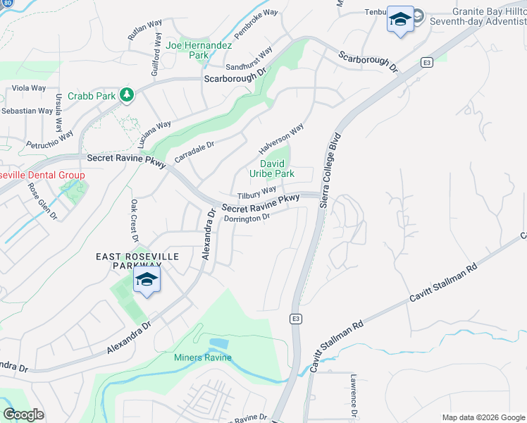 map of restaurants, bars, coffee shops, grocery stores, and more near 2934 Tilbury Way in Roseville
