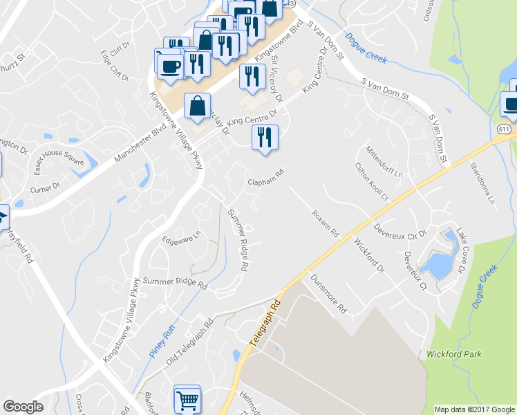 map of restaurants, bars, coffee shops, grocery stores, and more near 7043 Fieldhurst Court in Alexandria