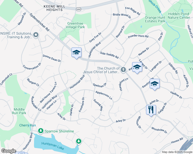 map of restaurants, bars, coffee shops, grocery stores, and more near 6904 Sprouse Court in Springfield