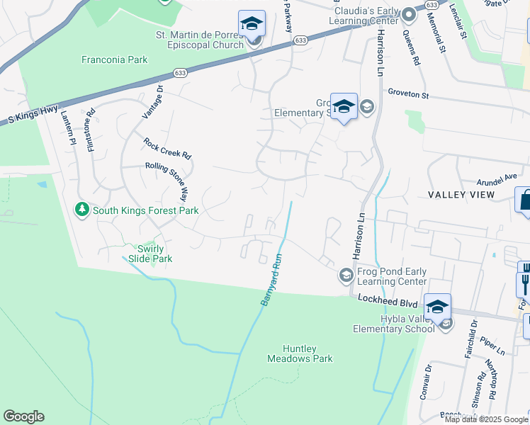 map of restaurants, bars, coffee shops, grocery stores, and more near 7112 Cold Spring Court in Alexandria