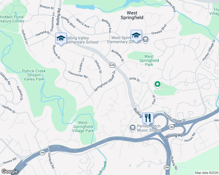 map of restaurants, bars, coffee shops, grocery stores, and more near 8118 Viola Street in West Springfield