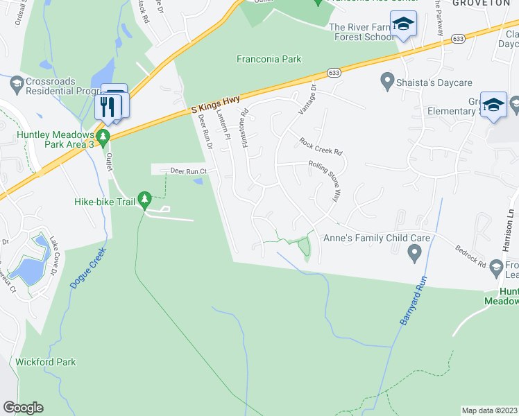 map of restaurants, bars, coffee shops, grocery stores, and more near 7009 Whetstone Road in Alexandria