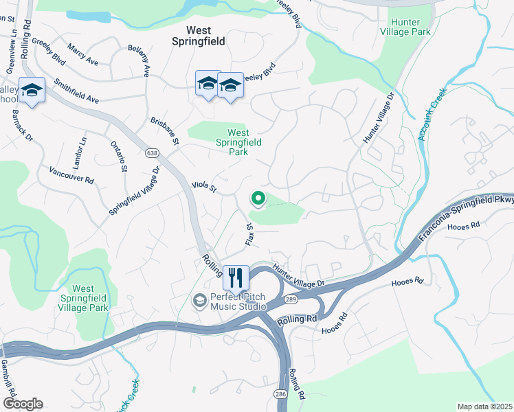 map of restaurants, bars, coffee shops, grocery stores, and more near 7011 Flax Street in West Springfield