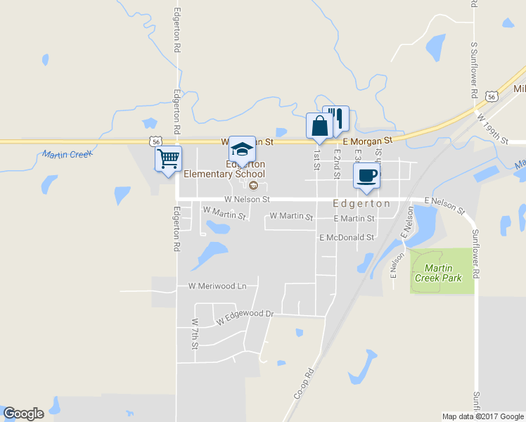 map of restaurants, bars, coffee shops, grocery stores, and more near 408 West 4th Street in Edgerton