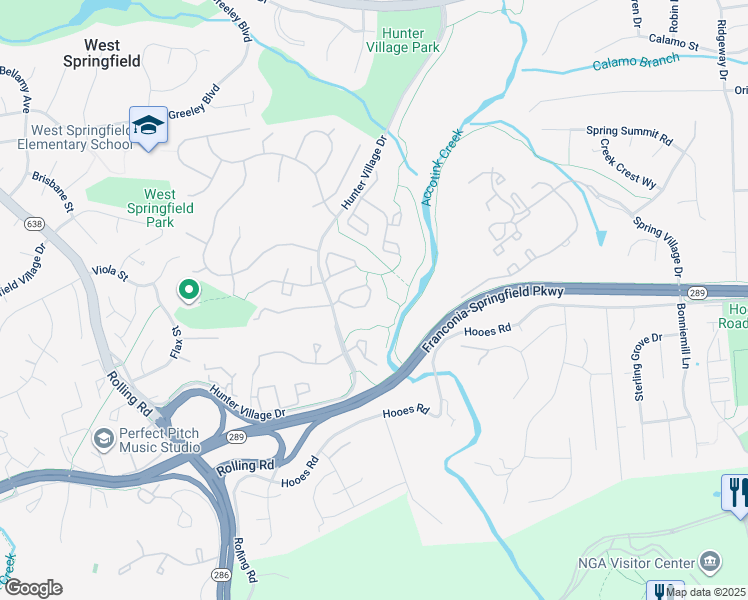 map of restaurants, bars, coffee shops, grocery stores, and more near 7707 Jewelweed Ct in Springfield