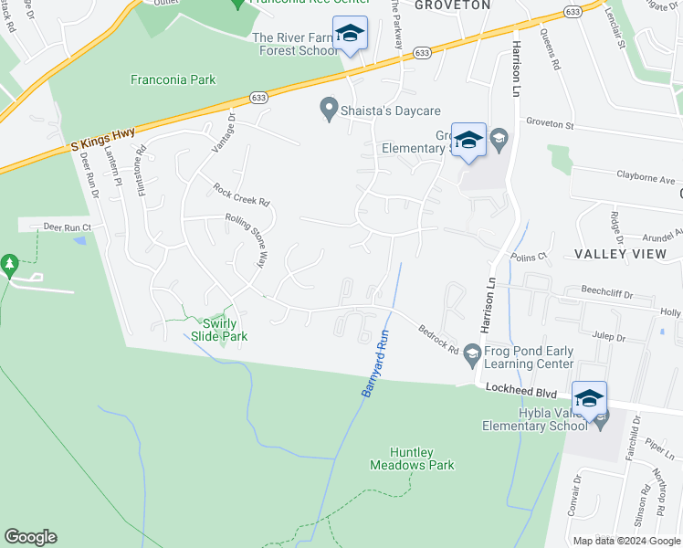 map of restaurants, bars, coffee shops, grocery stores, and more near 7116 Strawn Court in Alexandria