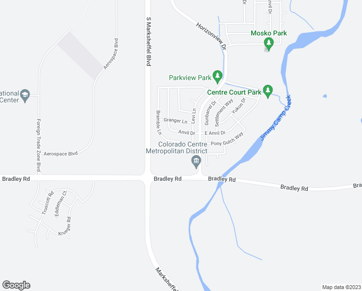 map of restaurants, bars, coffee shops, grocery stores, and more near 4560 Bramble Lane in Colorado Springs
