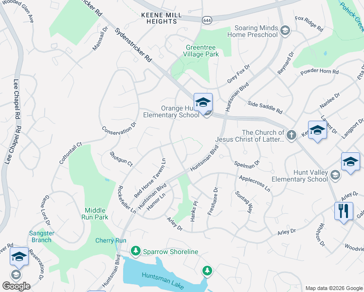 map of restaurants, bars, coffee shops, grocery stores, and more near 6908 Rochambeau Place in Springfield