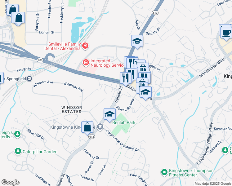 map of restaurants, bars, coffee shops, grocery stores, and more near 6235 Folly Lane in Alexandria