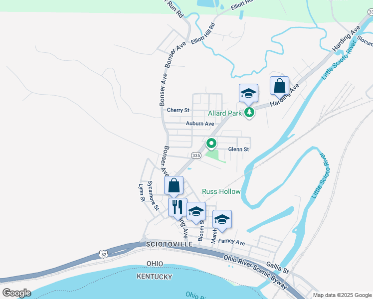 map of restaurants, bars, coffee shops, grocery stores, and more near 5560 Endicott Avenue in Portsmouth