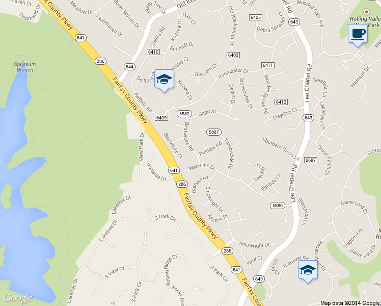 map of restaurants, bars, coffee shops, grocery stores, and more near 6626 Bestwicke Rd in Burke