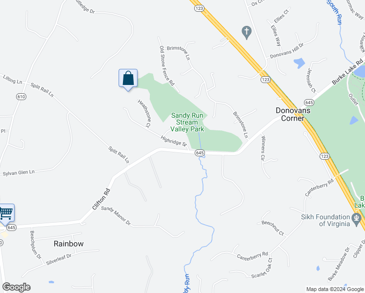 map of restaurants, bars, coffee shops, grocery stores, and more near 10991 Highridge Street in Fairfax Station