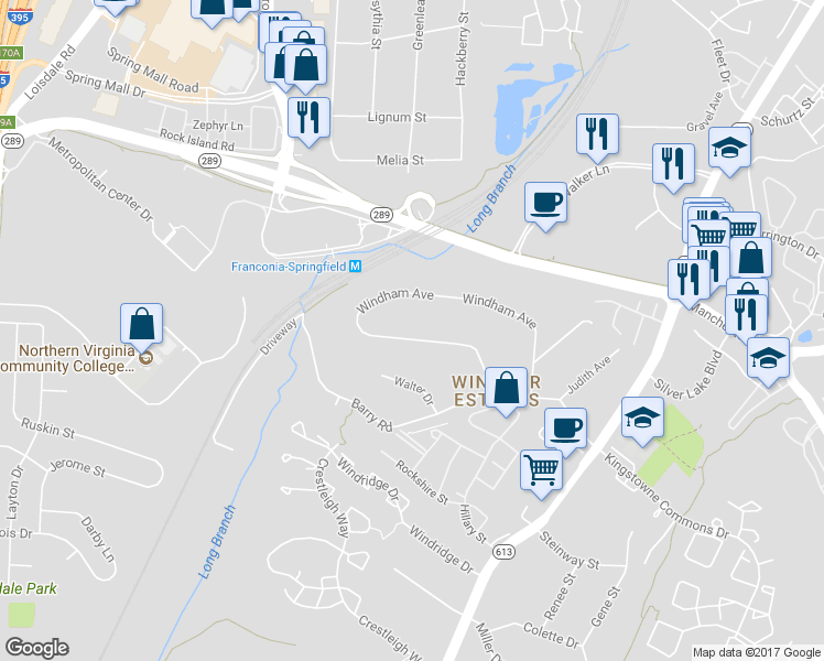 map of restaurants, bars, coffee shops, grocery stores, and more near 6559 Windham Avenue in Alexandria