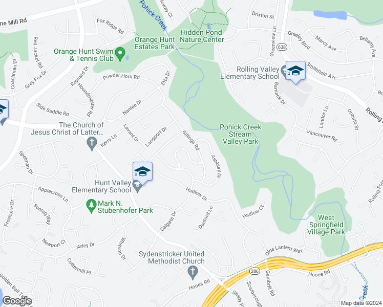 map of restaurants, bars, coffee shops, grocery stores, and more near 8512 Fairburn Drive in Springfield