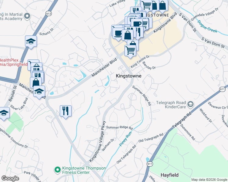 map of restaurants, bars, coffee shops, grocery stores, and more near 6031 Kestner Circle in Alexandria
