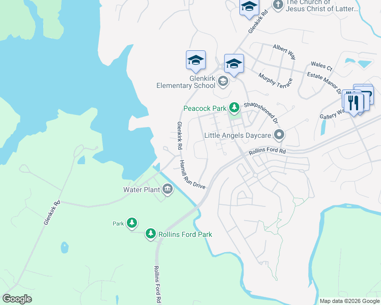 map of restaurants, bars, coffee shops, grocery stores, and more near 14320 Meagan Loop in Gainesville