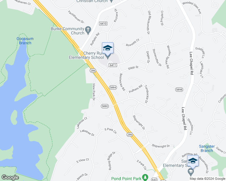 map of restaurants, bars, coffee shops, grocery stores, and more near 6614 Bestwicke Court in Burke