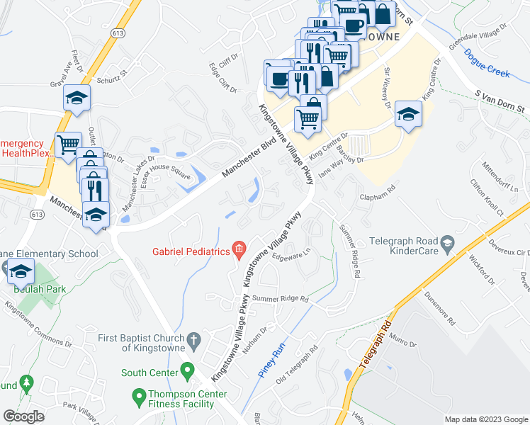 map of restaurants, bars, coffee shops, grocery stores, and more near 6007 Kestner Circle in Alexandria