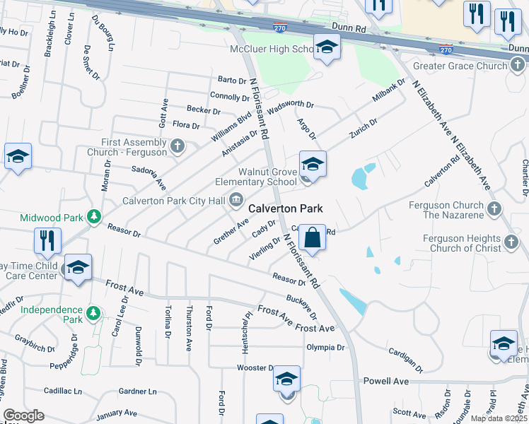 map of restaurants, bars, coffee shops, grocery stores, and more near 18 Grether Avenue in St. Louis